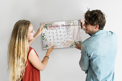 Magnetic board with marker Pink monthly planner