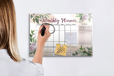 Magnetic board with marker Pink monthly planner