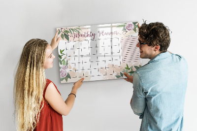 Magnetic dry erase board Pink monthly planner