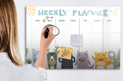 Magnetic dry erase board Weekly schedule