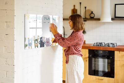 Magnetic dry erase board Weekly schedule