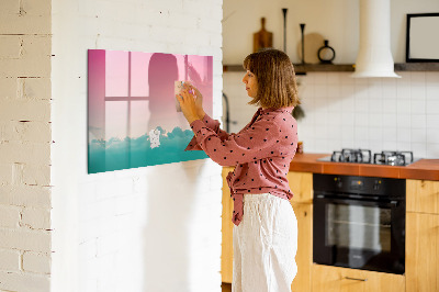 Magnetic board with marker Abstract landscape