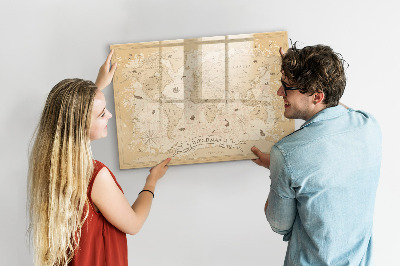 Magnetic dry erase board Map world vintage