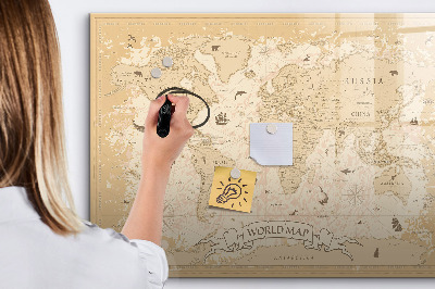 Magnetic drawing board Map world vintage