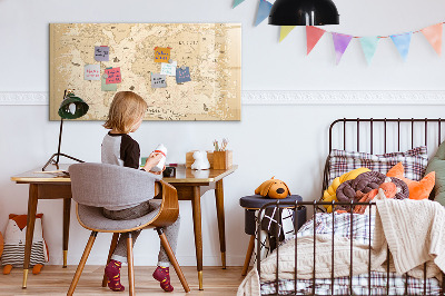 Magnetic dry erase board Map world vintage