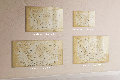Magnetic dry erase board Map world vintage