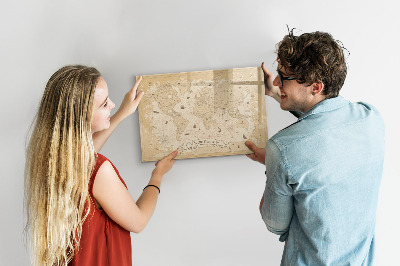 Magnetic dry erase board Map world vintage