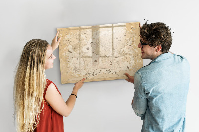 Magnetic dry erase board Map world vintage