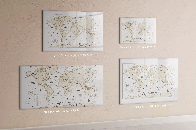 Dry erase magnetic board Vintage world map