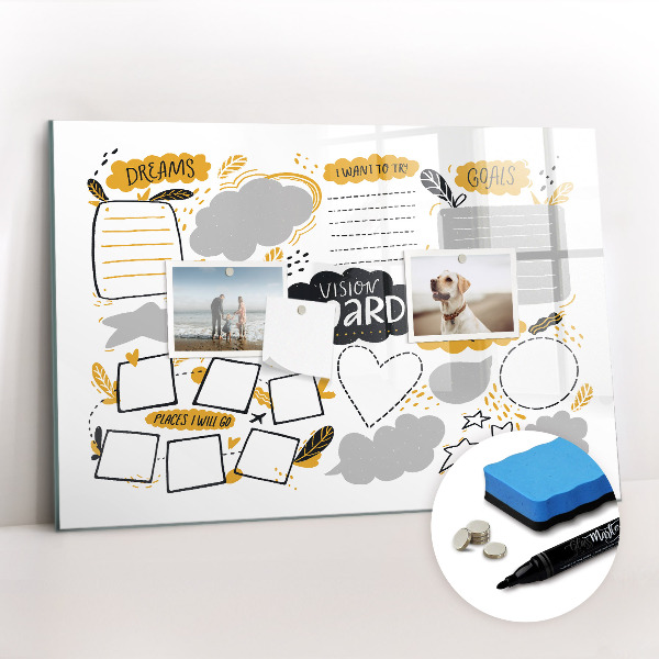 Dry erase magnetic board Decorative marble