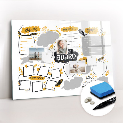 Dry erase magnetic board Decorative marble