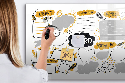 Dry erase magnetic board Decorative marble