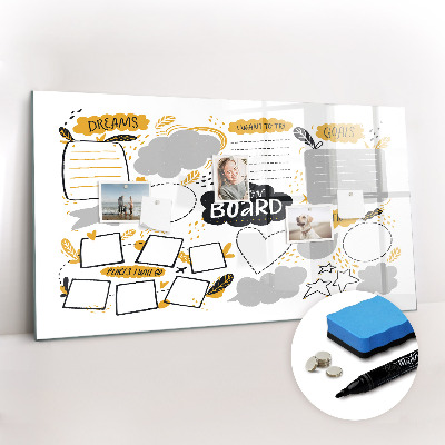 Dry erase magnetic board Decorative marble