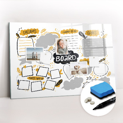 Dry erase magnetic board Decorative marble