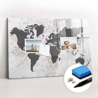 Magnetic dry erase board World map