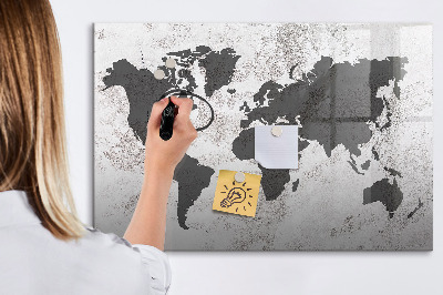 Magnetic dry erase board World map