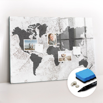 Magnetic dry erase board World map