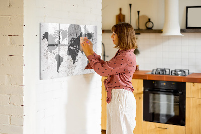 Magnetic dry erase board World map
