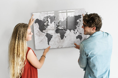 Magnetic dry erase board World map