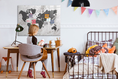 Magnetic dry erase board World map