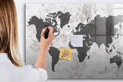 Magnetic dry erase board World map