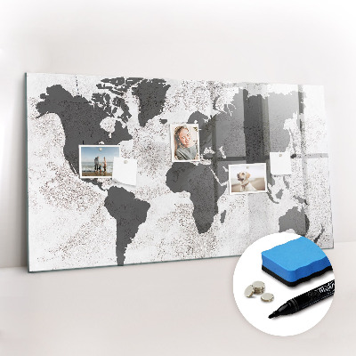 Magnetic dry erase board World map