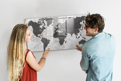 Magnetic dry erase board World map