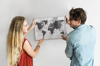 Magnetic dry erase board World map