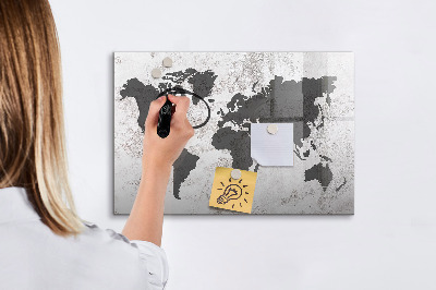 Magnetic dry erase board World map