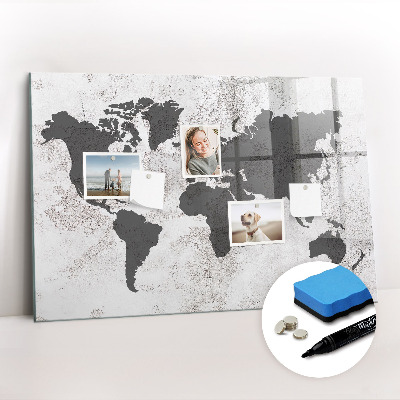 Magnetic dry erase board World map