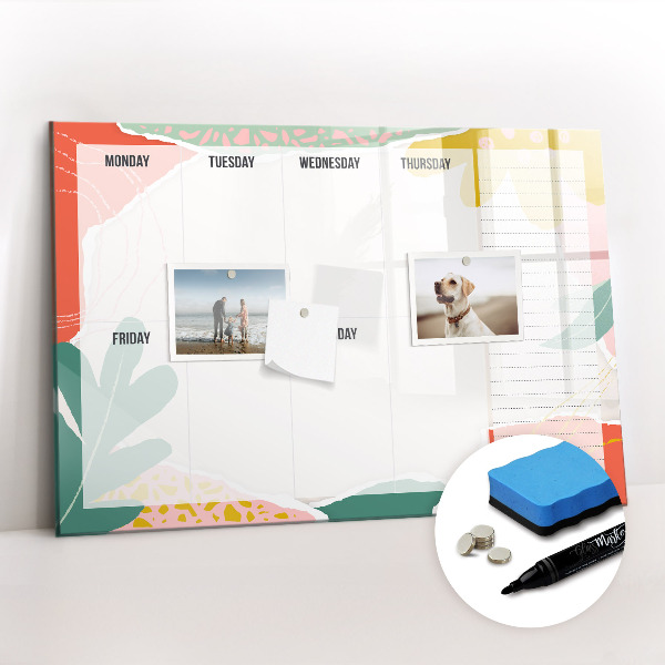 Magnetic dry erase board Retro weekly planner