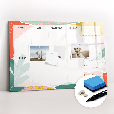 Magnetic dry erase board Retro weekly planner