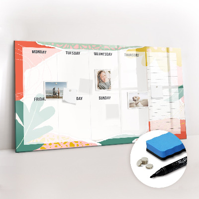 Magnetic dry erase board Retro weekly planner