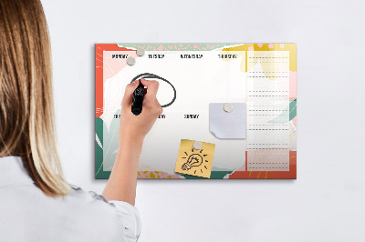 Magnetic dry erase board Retro weekly planner
