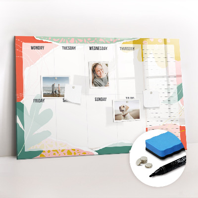 Magnetic dry erase board Retro weekly planner
