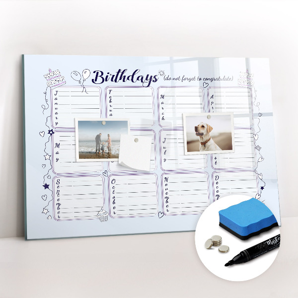 Magnetic dry erase board Small white flowers
