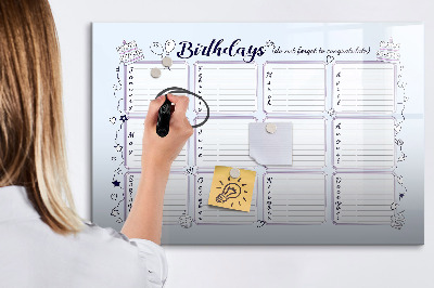 Magnetic dry erase board Small white flowers