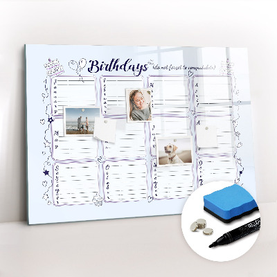 Magnetic dry erase board Small white flowers