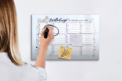 Magnetic dry erase board Small white flowers