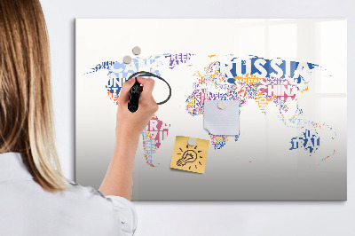 Dry erase magnetic board World map countries