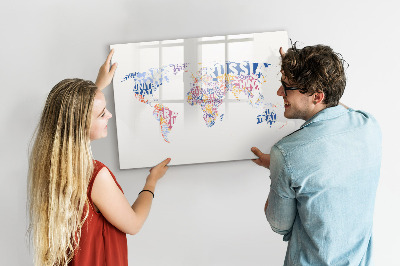 Dry erase magnetic board World map countries