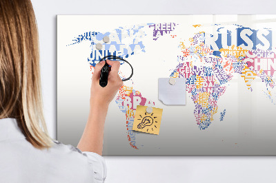 Dry erase magnetic board World map countries