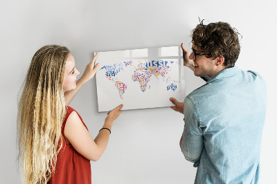 Dry erase magnetic board World map countries