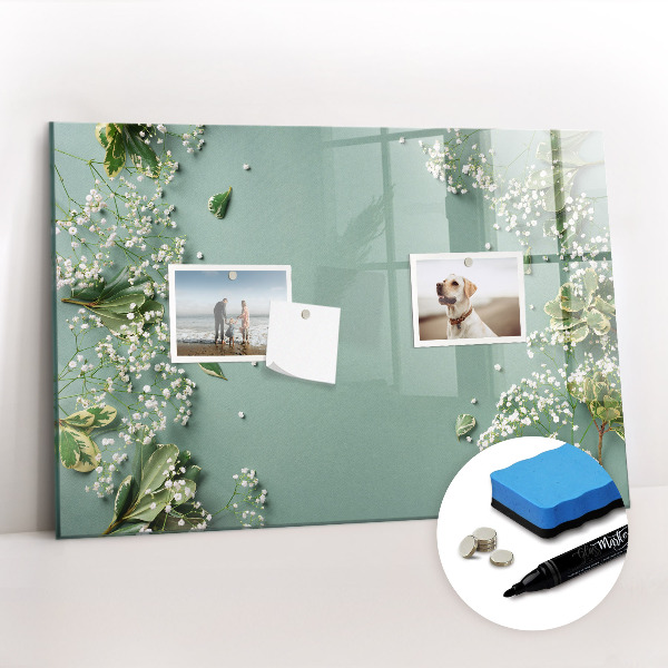 Dry erase magnetic board Delicate flowers