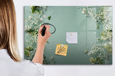 Dry erase magnetic board Delicate flowers