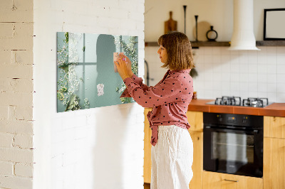 Dry erase magnetic board Delicate flowers
