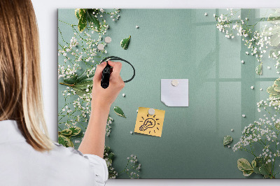 Dry erase magnetic board Delicate flowers