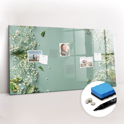 Dry erase magnetic board Delicate flowers