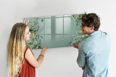 Dry erase magnetic board Delicate flowers