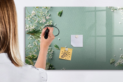 Dry erase magnetic board Delicate flowers